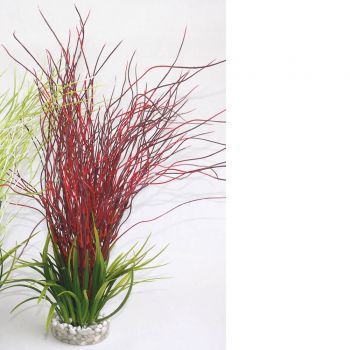 Kunststoffpflanze Gras Hair grass rot 39 cm hoch mit Kies Sockel