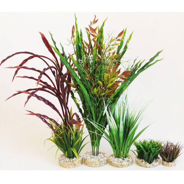 Kunststoffpflanzen Set (5 Pflanzen) für Aquarium Vordergrund/Mitte Kombi 3